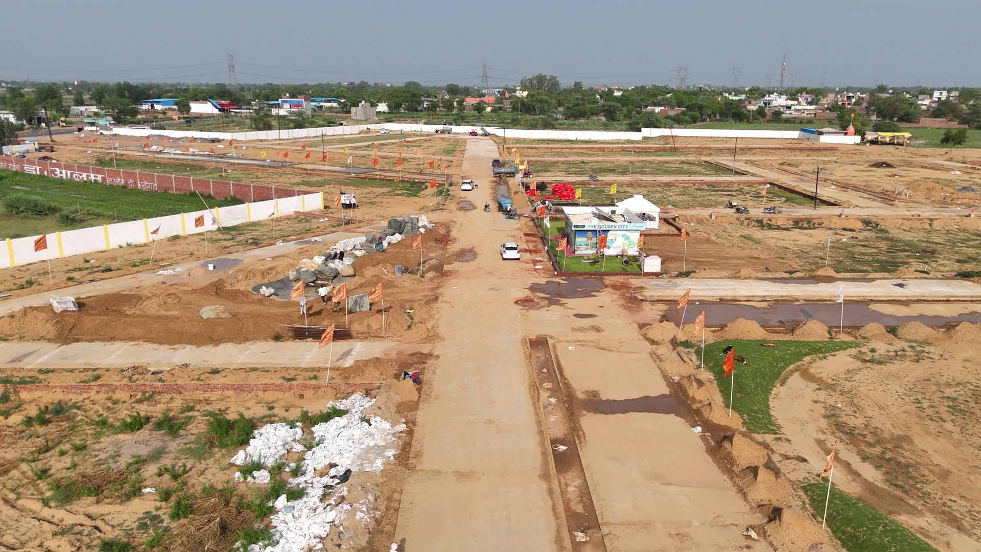 GoldenCity Township Phase 1 developed roads and demarcated plots near Jewar Airport